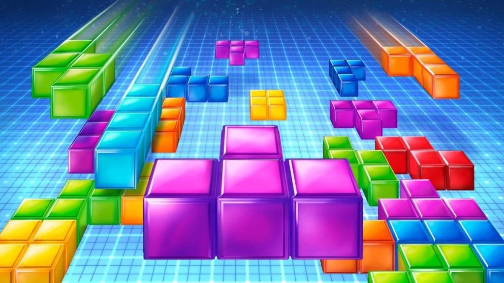 Promotional art from the release of Tetris on the NES.