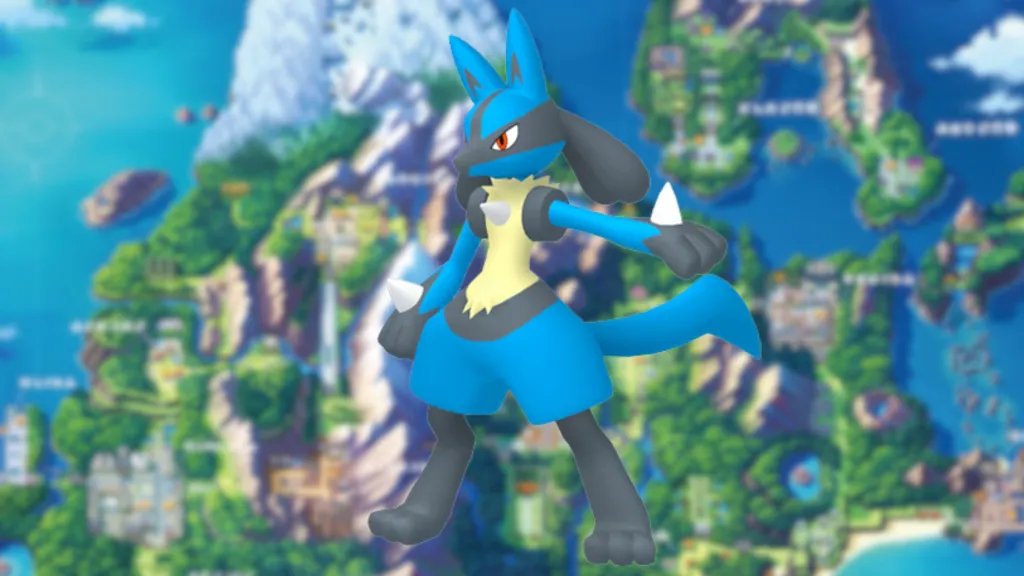 Lucario over Sinnoh Map